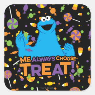 Sticker Carré Cookie Monster - Je choisis toujours une friandise