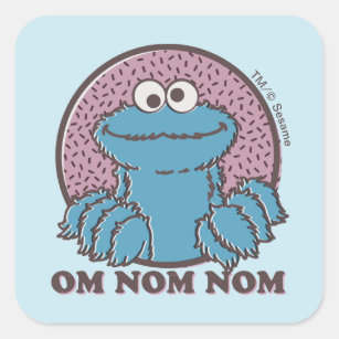 Sticker Carré Cookie Monster   Om Nom Nom