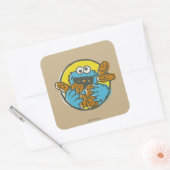 Sticker Carré Cookie Monster Rétro (Enveloppe)