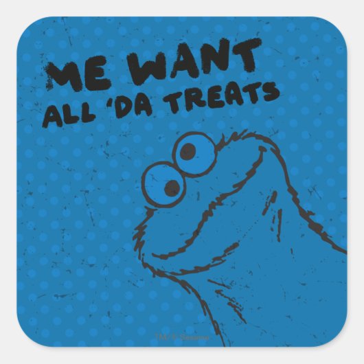 Sticker Carré Cookie Monster - Tous les 'Da Traitements! (Devant)