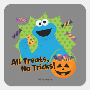 Sticker Carré Cookie Monster   Tous Les Traitements, Pas De Truc