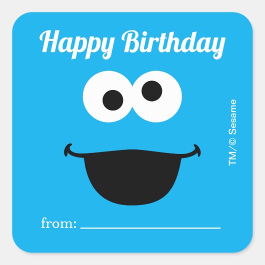 Sticker Carré Cookie Monster | Un cadeau de - Anniversaire (Devant)