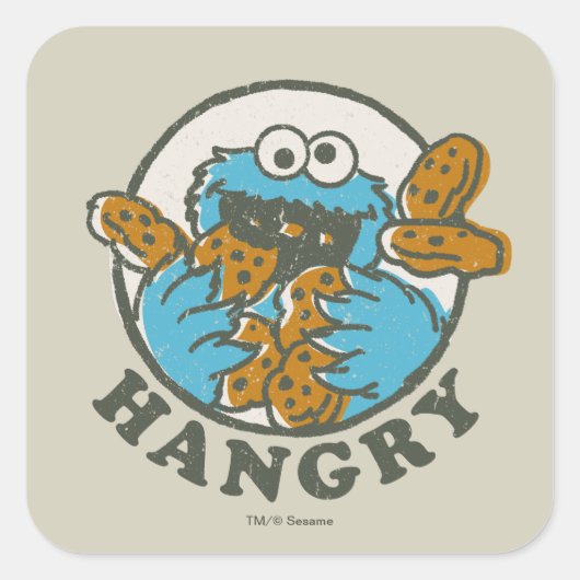 Sticker Carré Cookie Monster Vintage | Affamé (Devant)