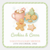 Sticker Carré Cookies and Cocoa Christmas Baby Shower (Devant)