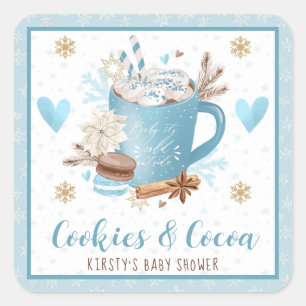Sticker Carré Cookies bleus et bébé sous la pluie de cacao