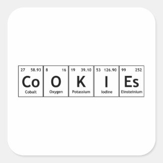 Sticker Carré CoOKIEs Chimie Tableau périodique Mots éléments