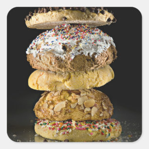 Sticker Carré Cookies dans une pile