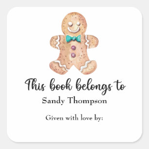 Sticker Carré cookies de Noël - ce livre appartient à
