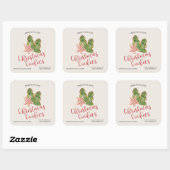 Sticker Carré Cookies de Noël Fabriqués Avec Amour Aquarelle ten (Feuille)