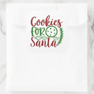 Sticker Carré Cookies de Noël festifs pour Père Noël word art