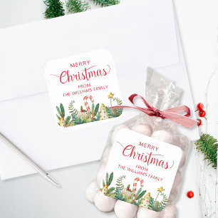 Sticker Carré Cookies de Noël joyeux, de Noël vert