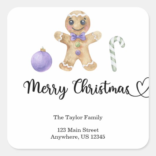 Sticker Carré Cookies de Noël Joyeux Noël (Devant)
