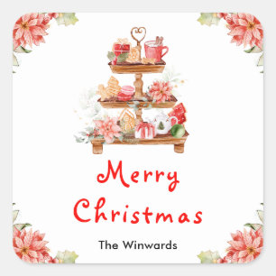 Sticker Carré Cookies de vacances et cacao Rouge Joyer Noël