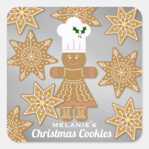 Sticker Carré Cookies en pain d'épice de Noël Cadeau personnal