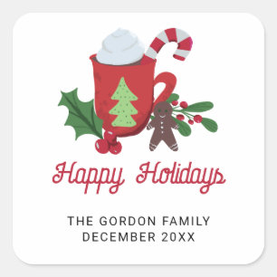Sticker Carré Cookies et Cocoa Noël Douces Fêtes sur mesure