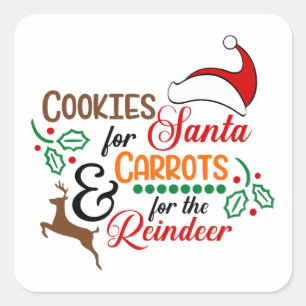 Sticker Carré Cookies pour Père Noël et carottes pour les renn