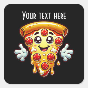 Sticker Carré Cool amateurs de pizza party ajouter du texte