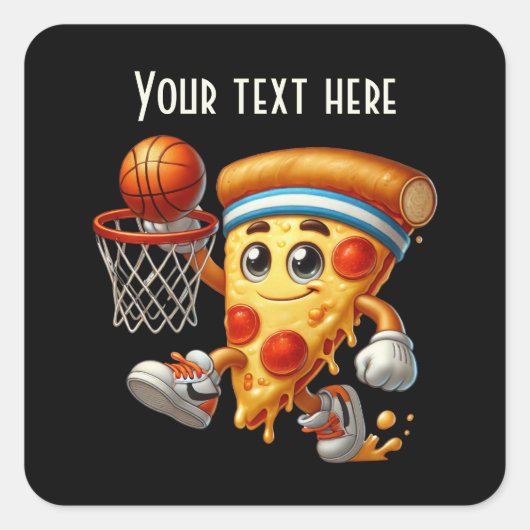Sticker Carré Cool Basketball pizparty ajouter un texte (Devant)