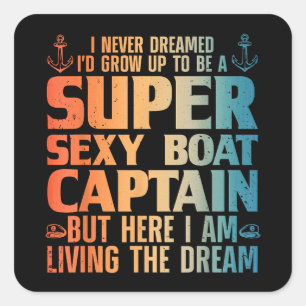 Sticker Carré Cool Bateau Capitaine Pour Hommes Femmes Voilier P