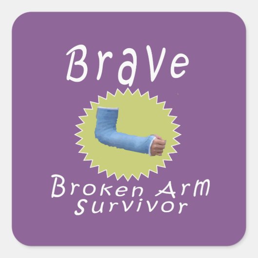 Sticker Carré Cool Brave Broken Arm Survivor Cadeau pour garçons (Devant)