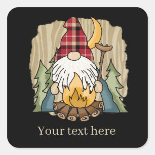 Sticker Carré cool camping gnome ajouter du texte