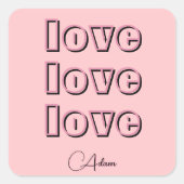 Sticker Carré Cool Candy Rose Clean 3 x Amour | Rose Pastel (Devant)
