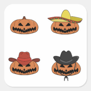 Sticker Carré Cool Citrouille Halloween