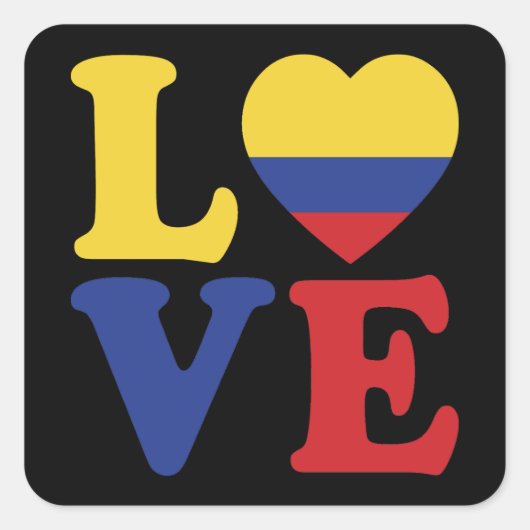 Sticker Carré Cool Colombie Drapeau Amour (Devant)
