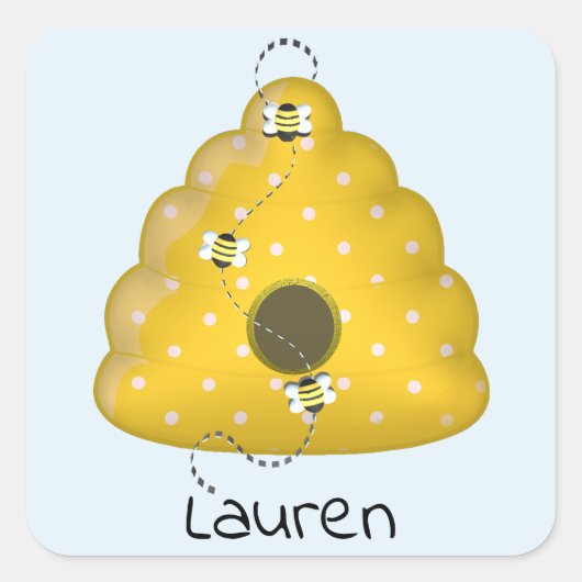 Sticker Carré Cool d'abeilles avec ruche (Devant)