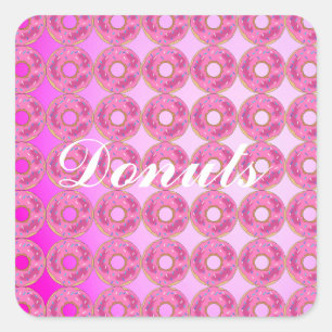 Sticker Carré Cool, Donuts roses Extraordinaires