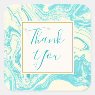 Sticker Carré Cool en marbre en Merci Turquoise & Crème
