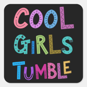 Sticker Carré Cool Filles Tumble Gymnastique Gymnaste Filles Enf