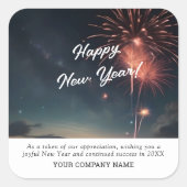 Sticker Carré Cool Fireworks Thème Joyeux Nouvel An Message pers (Devant)