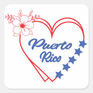 Sticker Carré Cool Floral Porto Rico - Illustration cardiaque