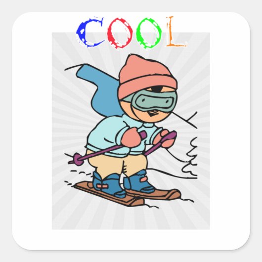 Sticker Carré Cool Funny Skier | conceptions de ski | skier drôl (Devant)