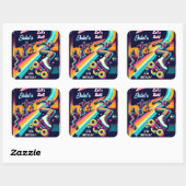 Sticker Carré cool garçons filles Roller Patinage 13e anniversai (Feuille)