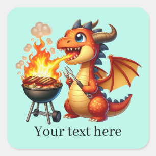 Sticker Carré Cool grillage dragon ajouter du texte