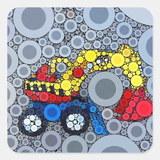 Sticker Carré Cool Kids Construction Truck Excavator Digger (Devant)