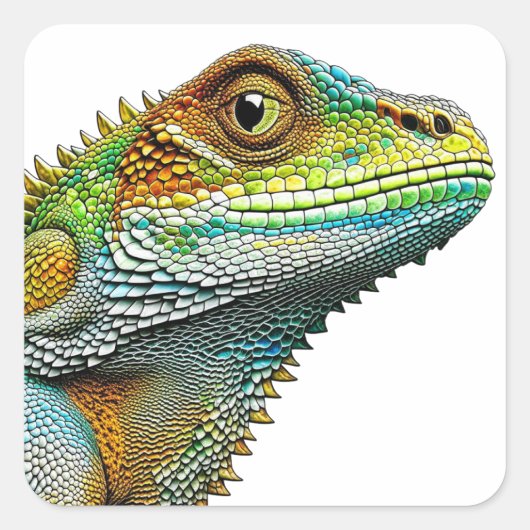 Sticker Carré Cool look Lizard AI Art (Devant)