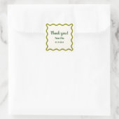 Sticker Carré Cool manuscrit Wavy Bordure Merci Mariage (Sac)