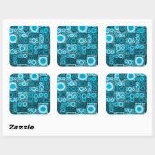 Sticker Carré Cool moderne Cercles Bleu Turquoise mosaïque Carre (Feuille)