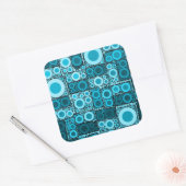 Sticker Carré Cool moderne Cercles Bleu Turquoise mosaïque Carre (Enveloppe)