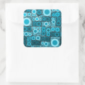 Sticker Carré Cool moderne Cercles Bleu Turquoise mosaïque Carre (Sac)