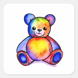 Sticker Carré Cool Ours mou Teddy positif