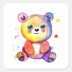 Sticker Carré Cool Ours mou Teddy positif