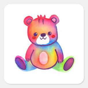 Sticker Carré Cool Ours mou Teddy positif