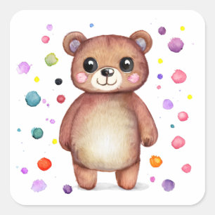 Sticker Carré Cool Ours mou Teddy positif