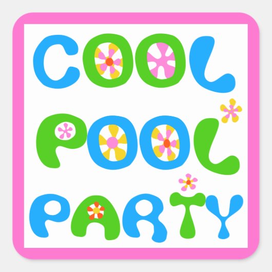 Sticker Carré Cool Pool Party (Devant)
