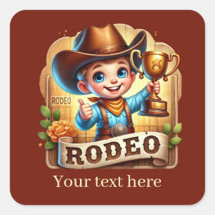 Sticker Carré Cool Rodeo Cowboy ajouter du texte