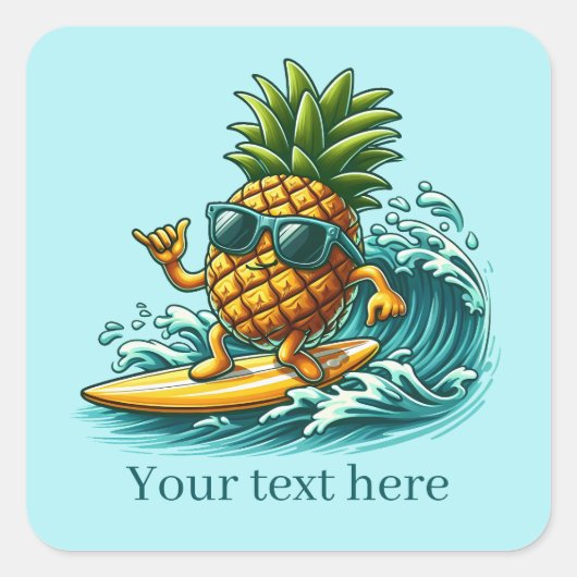 Sticker Carré Cool surf ananas ajouter le texte été (Devant)